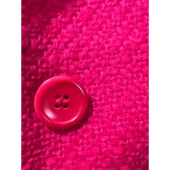 Vintage Jones New York Wool Jacket 10P – Hot Pink Textured Button Front Coat - Picture 4 of 12